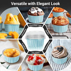 EUSOAR Aluminum Cups with Lids, 50pcs 5oz 125ml Foil Cupcake Baking Cups, Muffin Liners Cups with Lids, Disposable Foil Ramekins Pans, Aluminum Foil Cupcake Holders