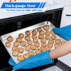 E-far Large Baking Sheet, 20”x14” Stainless Steel Cookie Sheet Pan for Oven, Non Toxic Metal Baking Tray for Cake Cookies, Healthy & Rust Free, Mirror Finish & Dishwasher Safe, 1 Pack