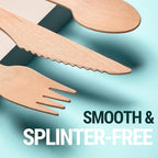 Disposable Wooden Knives - 300pcs - Heavy Duty & Extra Sharpened - Our Guilt-Free FSC Certified Wood Protects Forests - A Great Alternative to Bamboo Knives