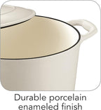 Tramontina Bestow Enameled Cast Iron Dutch Oven Pot with Lid, Round 5.5-quart, Matte White