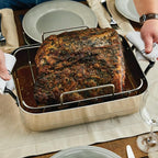 KitchenAid 5-Ply Clad Stainless Steel Roasting Pan/Roaster with Removable Rack, 15 Inch x 11.5 Inch - Polished Stainless Steel