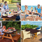 homing Rectangle Table Cloth Cover, Waterproof Polyester Elastic Fitted Tablecloth, Fits for 5 Foot Folding Tables, Washable Table Protector for Fall, Thanksgiving, Harvest Party (Coffee, 30" x 60")