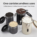 Veken Coffee Canister, Airtight Stainless Steel Kitchen Food Storage Container with Date Tracker and Scoop for Grounds Coffee, Beans, Tea, Flour, Cereal, Sugar, 22OZ, Gray