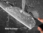 BRODARK Damascus Knife Set 3 PCS: Sharp Damascus Kitchen Knife Set, Professional Japanese Chef Knives with Ergonomic Full-Tang ABS Handle for Home, Restaurant (Dark Horse Series)