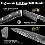 Wakoli Damascus Knife Block Set – 5-Piece Professional Chef Knife Collection with Magnetic Block | Genuine 67-Layer Damascus Steel Blades with VG10 Core | Ergonomic G10 Handles (Noir Blanc)