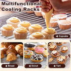 TeamFar Baking Sheet with Rack Set (3 Pans + 3 Racks), 17.6/12.5/10.5 Inch Stainless Steel Cookie Sheet Baking Pans Tray and Cooling Racks for Cooking Roasting, Non-Toxic & Heavy Duty, Dishwasher Safe