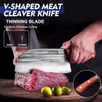 2PCS Meat Cleaver & Heavy Duty Bone Chopper Knife Set, Hand Forged German High Carbon Stainless Steel Butcher Knife for Home Kitchen & Outdoor