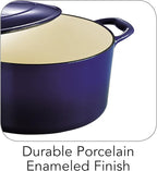 Tramontina Bestow Enameled Cast Iron Dutch Oven Pot with Lid, Round 5.5-quart, Blue