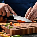 Sunnecko Knife Set for Kitchen - Block Knife Set of 6pcs with High Carbon Stainless Steel 1.4116 Chef Knife Set - Kitchen Knives with Olive Wood Handle and Acacia Wooden Knife Block