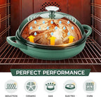 E-far Dutch Oven for Sourdough Bread Baking, 6 Qt Round Enameled Cast Iron Dutch Oven for Homemade Artisan Bread, Dome Lid & Shallow Base, Matte Black Interior & Durable, Oven-Safe to 500℉, Dark Green
