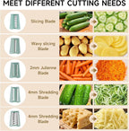 Rotary Cheese Grater Hand Crank, 5 in 1 Mandoline Vegetable Slicer - 5 Sets of Blades,Strong Suction Base&Easy to Clean - Kitchen Cheese Grater Shredder with Handle for Fruit,Vegetable,Nuts
