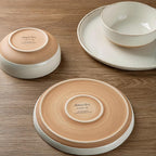 AmorArc Ceramic Dinnerware Sets with Pasta Bowls for 6, Handpainted Plates and Bowls Set with Rustic Terracotta Underside, Scratch Resistant Dishes Set, Dishwasher & Microwave Safe, 24 Pcs