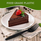 300 Count Compostable Forks, Non Plastic Forks, Black Disposable Forks, Heavy Duty Plastic Silverware, Eco Friendly Compostable Utensils for Party Wedding Picnic