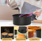 E-far Deep Cake Pan Set of 3 (4/6/8 Inch), Nonstick Stainless Steel Round Cake Pans Tins for Baking Layer Wedding Cakes, Stainless Steel Core & Nontoxic Coating, Deep & Straight Side