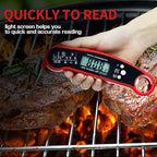 Leelosp 3 Pcs Digital Meat Thermometer with Probe Waterproof Fast Read Food Thermometer Kitchen Grilling Cooking with Backlight Magnet and Calibration for Baking BBQ(Red, Black)