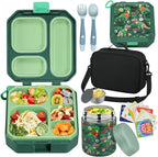 Bento Lunch Box for Kids with 12oz Soup Thermo Leak-Proof Lunch Food Container with 5 Compartment Thermo Hot Food Jar and Insulated Lunch Bag for Kid Toddler Girls Boys to School