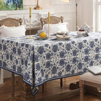 patdrea Designer Vintage Blue Rectangle Tablecloth,Linen Anti-Wrinkle Paisley Pattern Farmhouse Extra Long Table Cloth,Decor Cover for Kitchen Dining,Christmas,Thanksgiving,63"x110"-Lantang a