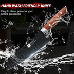 TIVOLI Santoku Knife, 7 Inch Professional Chef Knife, High Carbon Steel Ultra Sharp Deep Cooking Knife with Full Tang Ergonomic Wood Handle, Gift for Men Women Christmas