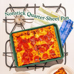 Great Jones Little Sheet (Raspberry) | Jelly Roll Pan, Quarter Sheet Pan | Aluminized Steel,13.5" x 9.5" | For Baking, Roasting, & Broiling | Premium Bakeware with Even Heat Distribution