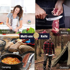 Huusk Viking Japanese Meat Cleaver, Forged Boning Knife With Sheath, High Carbon Steel Japan Butcher Fillet for Kitchen, Camping