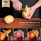 MAD SHARK Ultra Sharp Potato Peelers for Kitchen,Vegetable Peeler,Fruit Peeler Easy to Use Rosewood I Peeler Non-Slip Ergonomic Grips for Carrot, Veggie,Cucumber, Apple(3 Years Warranty)
