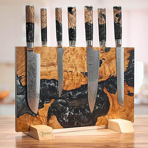 "Black Tsunami" Extra Large Magnetic Knife Block - Holds Up