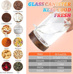 Glass Food Storage Jar with Lids Spoon Glass Coffee Canister Borosilicate Glass Food Containers for Ground Coffee Beans Nut Pasta Sugar Candy Spice Rice Tea (900ml/30oz-1 pack-with spoon)