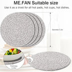 ME.FAN 7 Inch Trivets/Potholders 4 Set Cotton Thread Weave Trivets for Pots and Pans - Large Coasters/Hot Pads to Protect Desktop & Countertop - Mix Light Coffee