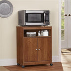 Ameriwood Home Landry Kitchen Microwave Cart, Brown Oak