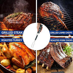 Digital Meat Thermometer Fork, Fast Read Grill Thermometer with LED Display and Stainless Steel Probes,Kitchen Probe with Long Fork,Suitable for Steak Chicken Pork Turkey Hot Grilled Food
