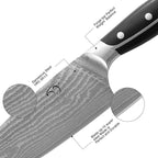 16-Piece Damascus Knife Set with Block - VG10 67-Layer Steel, Razor Sharp, Triple-Rivet Handles, 6 Steak Knives, Meat Fork, Sharpener & Scissors, Natural Wood