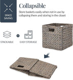 Best Choice Products 12x12in Pack of 5 Cube Storage Baskets, Water Hyacinth Multipurpose Collapsible Organizers, Handwoven Laundry Totes for Laundry, Living Room, Kids Room & Nursery - Gray