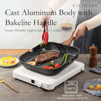 ESLITE LIFE 11 Inch Nonstick Grill Pan for Indoor Cooking, Versatile Induction Square Large Grilling Skillet Steak Pan for Stove Tops, PTFE & PFOA Free, Black