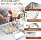 TeamFar Baking Pans Set of 3, Stainless Steel Deep Cookie Cake Pan for Home Baking, 12.5/10.5/9.4” Rectangle Bakeware Set for Bread/Casserole/Lasagna, Healthy & Sturdy, Dishwasher Safe