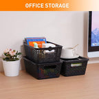 Plastic Storage Baskets With Lid, Storage Bins for Organizing, Stackable Decorative Containers for Shelves Drawers Desktop Closet Playroom Classroom Office,10 Pack-Black