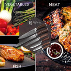 Wakoli EDIB 6-Piece Damascus Knife Set – Complete Kitchen Knives Collection | Genuine Damascus Steel Blades with VG10 Core | Ergonomic Pakkawood Handles | Professional Knife Gift Set