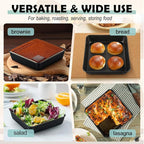 TeamFar Square Cake Pan, 6 Inch Square Brownie Lasagna Pan with Stainless Steel Core & Nonstick Coating, for Baking Roasting Serving Storing Food, Healthy & Oven Safe, Deep Side & Easy Cleanup