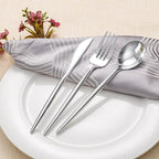 Rubtlamp 90Pcs Silver Plastic Silverware, Silver Plastic Thanksgiving Utensils, Plastic Cutlery Include 30 Knives, 30 Forks and 30 Spoons, Silverware Heavy Duty For Thanksgiving