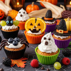 24 Pack Reusable Silicone Cupcake Baking Cups, 2.96 inch Multicolor Cups, Non-stick Muffin Liners for Weddings, Birthday, Party Halloween Christmas