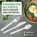 100% Compostable Forks 60 Count Disposable Forks Heavy Duty Utensils Set Fork Silverware Eco Friendly Flatware Plastic Free for Party Camping Picnics Wedding-Ivory White