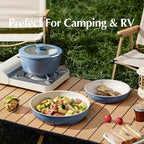 Redchef Ceramic Cookware Set, Removable Handle Pots and Pans Non-Stick, Rv Cookware Set, Non-Toxic Pots and Pans Set No PFAS, PTFE, PFOA, Detachable Pots and Pans, Dishwasher & Oven Safe(Blue)