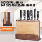 ENOKING Magnetic Knife Block 12.2 x 9.3", Double Sided Magnetic Knife Holde with Knife Sharpener, Acacia Wood Magnetic Knife Stand with Acrylic Shield for Kitchen Countertop