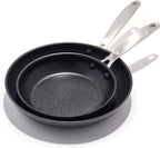 OXO Enhanced 8" and 10" Frying Pan Skillet Set, Healthy Ceramic Nonstick, PFAS-Free, Stainless Steel Handle, Dishwasher Safe, Oven Safe, Black