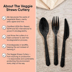 Premium Quality100% Biodegradable Black Spoons Made of Vegetable Fibers, 100 PCS of 6.7” Long Heavy-Duty and Splinter Free Eco-Friendly Spoons, Perfect Sustainable Cutlery for All Types of Occasions