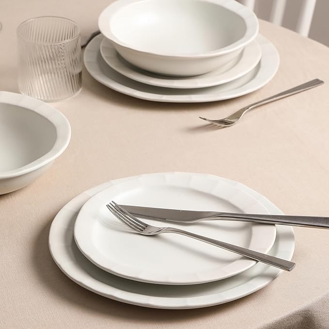 Stone Lain Oasis 4-Piece Salad Plate Set Stoneware, White