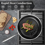 Innerwell Stainless Steel Frying Pans 11 Inch Titanium Ceramic Nonstick Frying Pans Hybrid Tri-Ply Nonstick Honeycomb Kitchen Cooking Pan Compatible with All Cooktops PFOA/PFAS/PTFE Free