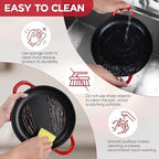 E-far Dutch Oven for Sourdough Bread Baking, 6 Qt Round Enameled Cast Iron Dutch Oven for Homemade Artisan Bread, Dome Lid & Shallow Base, Matte Black Interior & Durable, Oven-Safe to 500℉, Red
