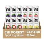 CHI FOREST Sparkling Water Beverage, 4 Flavors Variety Pack, Zero Sugar, 11.16 fl oz Cans (Pack of 24)