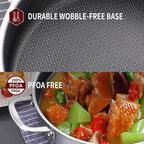 LOLYKITCH Tri-Ply Stainless Steel 10 Inch Non-Stick Sauté Pan with Lid,Induction Deep Cooking Pan, Dishwasher and Oven Safe