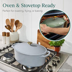 Best Choice Products Oval 7.5 Quart Enamel Cast-Iron Dutch Oven, Heavy-Duty Pre-Seasoned for Baking, Cooking w/Side Handles – French Gray